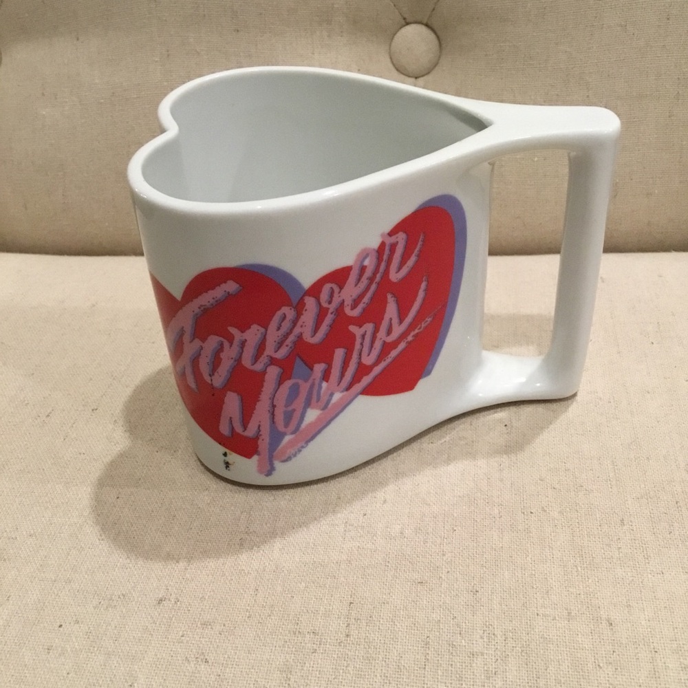 Coffee mug. Heart shaped. “Forever yours”. Vintage
